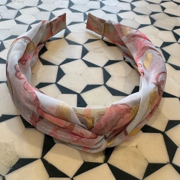 Anthropologie Floral Twist Headband in Light Blue, Pink & Gold NWOT - Picture 5 of 5